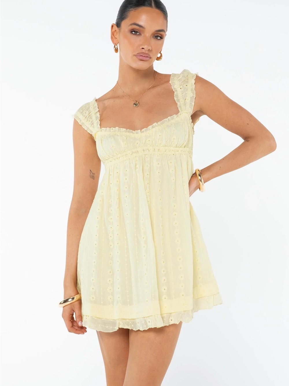 Princess Poly Carlita Mini eyelet Dress - Yellow - Picture 2 of 13